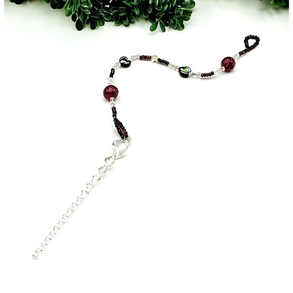 Beaded Suncatcher Ornament With Icicle Pendant and Crystal Beads - Picture 2 of 4